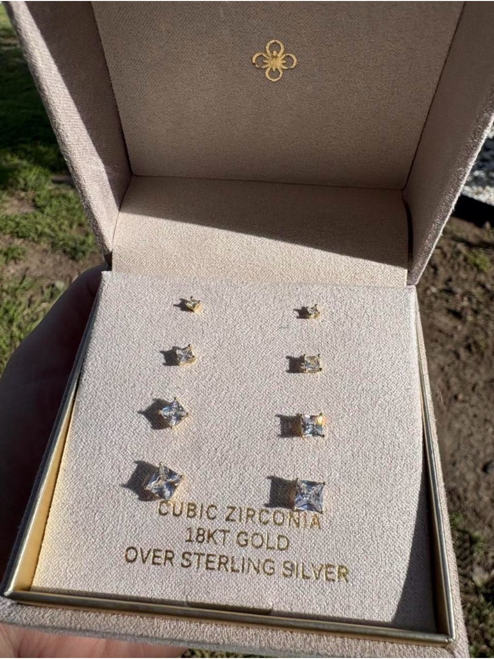 Kohl's Gold Tone Cubic Zirconia Stud Earring Set - Clear Stones